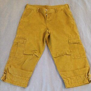Sundance Cargo Joggers Cropped Curry Color 100% Cotton Women's Size 16 NWOT